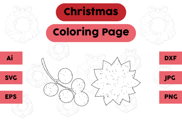 Christmas Coloring Page Decoration Sett: A Festive Graphics Asset