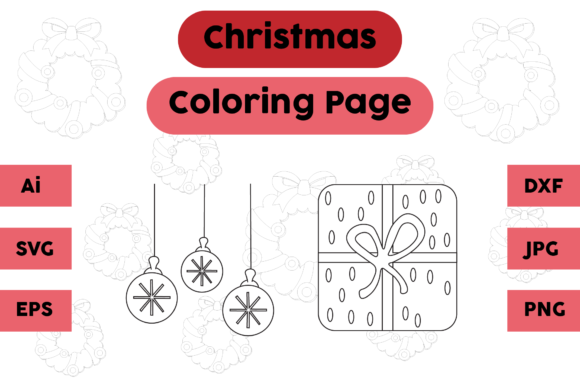 Christmas Coloring Page Gift Lamp Set 02: A Festive Graphics Asset