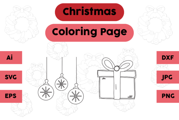 Christmas Coloring Page Lamp Gift Set 03: A Versatile Graphics Asset