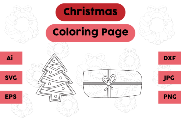 Christmas Coloring Page Tree Gift Set 03: A Graphics Must-Have