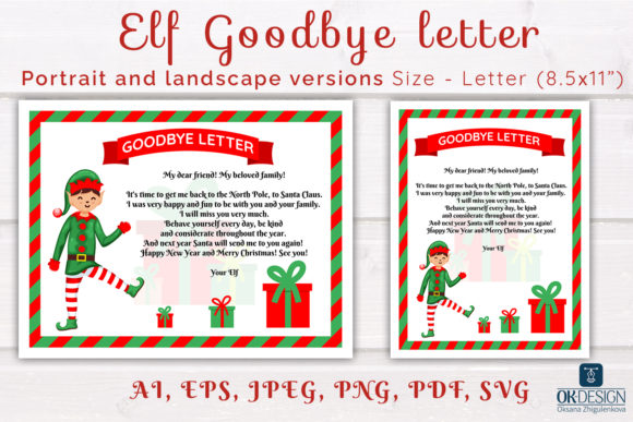 Elf Letter. Elf Goodbye Letter: A Magical Print Template for Graphics