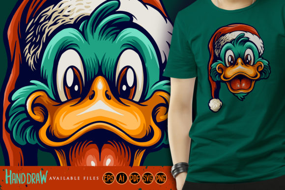 Merry Christmas Cute Duck: A Charming Graphics Asset for Crafts